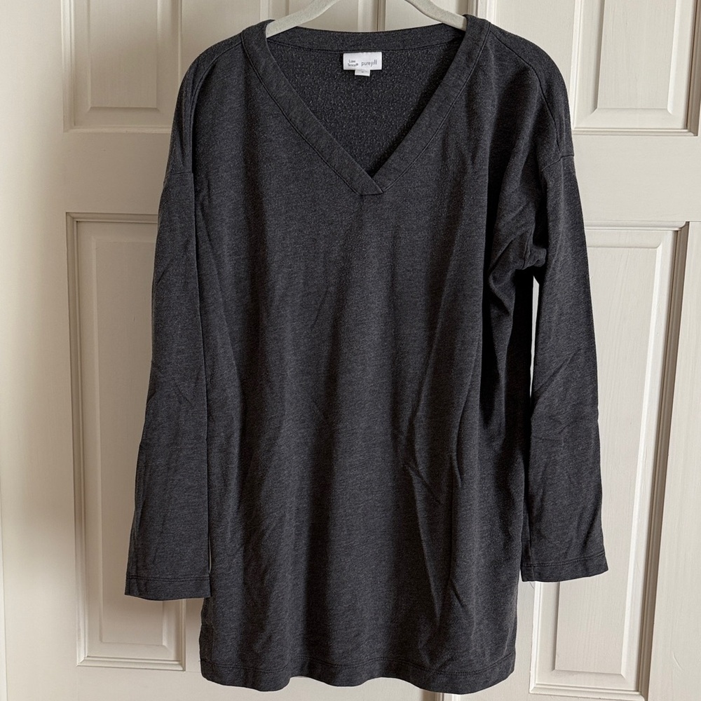J. Jill Charcoal Gray Luxe Tencel V-Neck Tunic Top